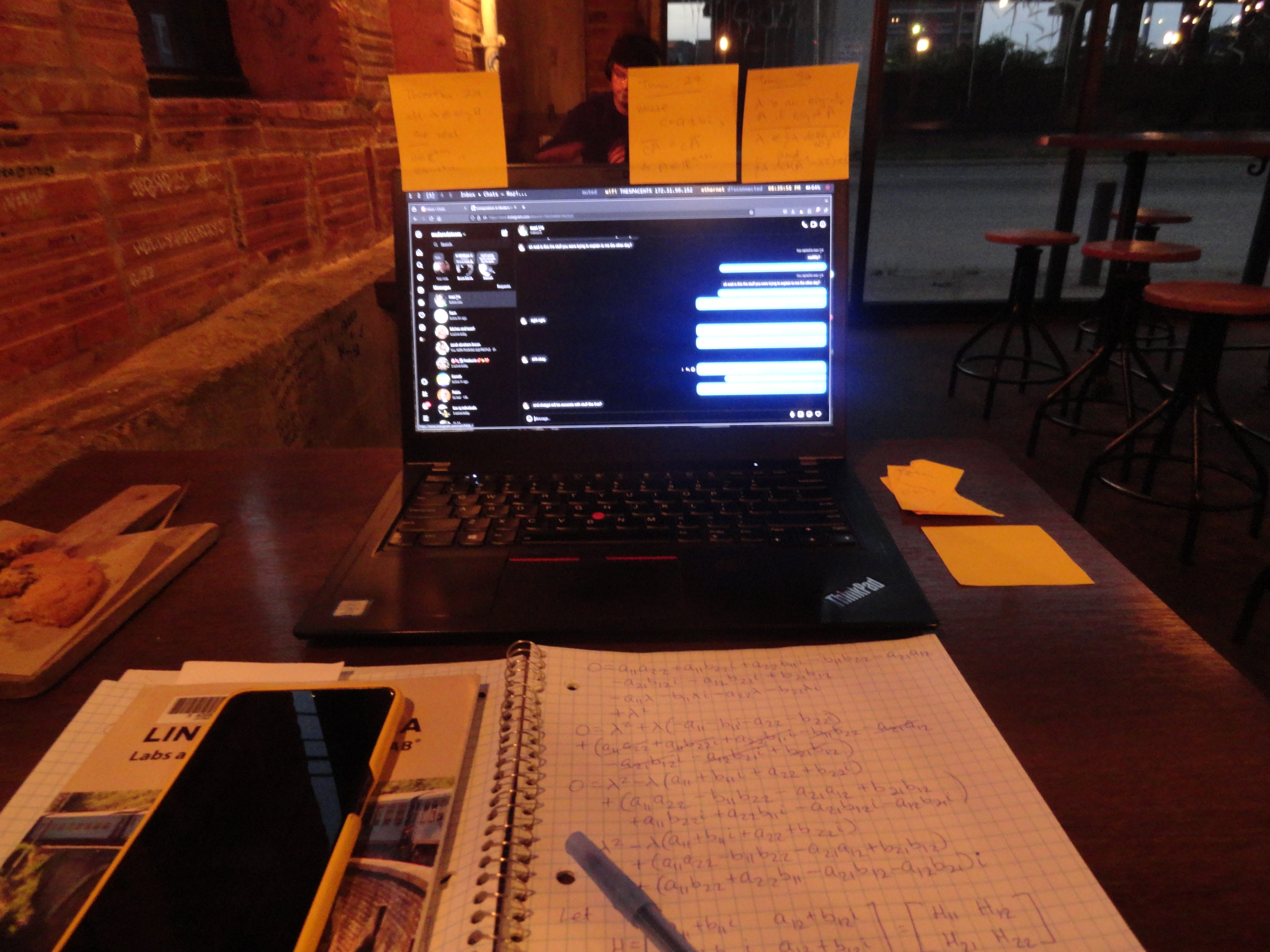 Working in the cafe